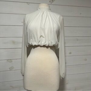 Elegant White High-Neck Blouse